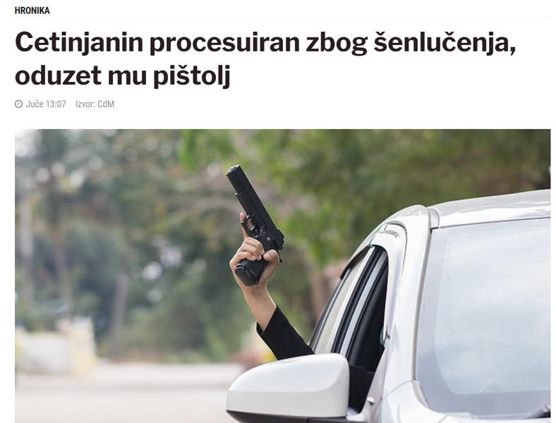 Montenegro-avmp/Cetinjanin-procesuiran-zbog-senlucenja-oduzet-mu-pistolj_1