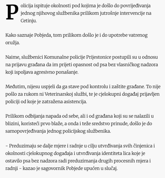Montenegro-avmp/Cetinje_-Policajac-slucajno-ranio-sam-sebe---Pobjeda