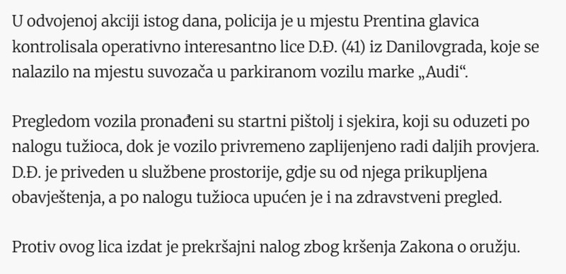 Montenegro-avmp/Danilovgrad-Clan-OKG-sproveden-u-zatvor-pokusao-da-pobjegne-policiji