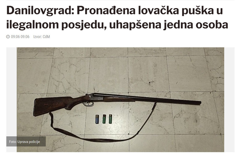 Montenegro-avmp/Danilovgrad-Pronadena-lovacka-puska-u-ilegalnom-posjedu-uhapsena-jedna-osoba_1