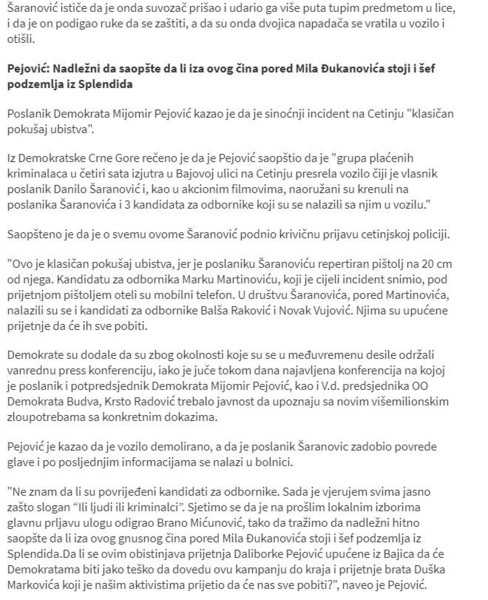 Montenegro-avmp/Demokrate_-Napadnut-poslanik-Saranovic-na-Cetinju-repetirali-pistolj-lomil_3