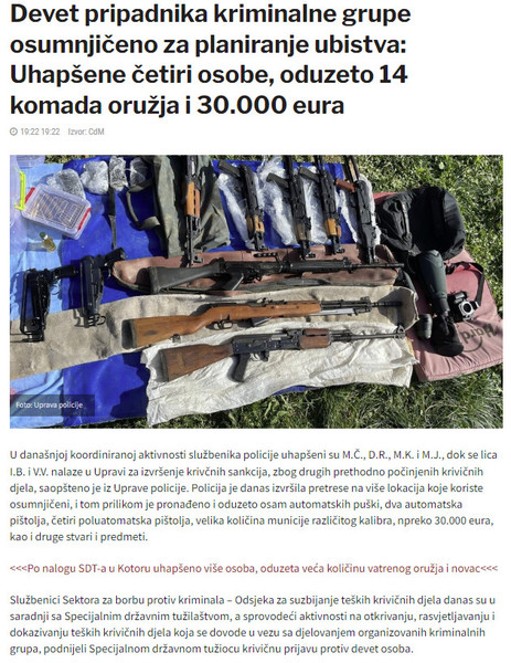 Montenegro-avmp/Devet-pripadnika-kriminalne-grupe-osumnjiceno-za-planiranje-ubistva