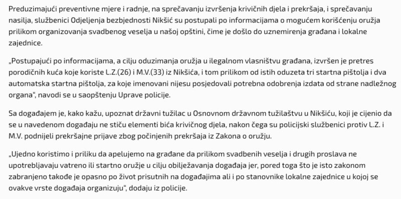 Montenegro-avmp/Dvojici-Niksicana-oduzeto-vise-komada-oruzja---Radio-Televizija-Niksic