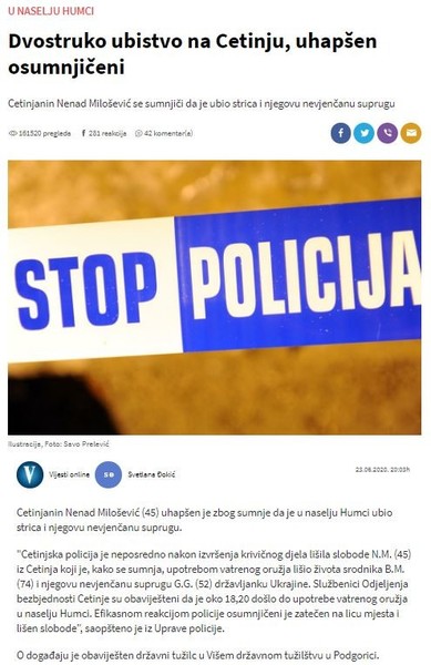 Montenegro-avmp/Dvostruko-ubistvo-na-Cetinju-uhapsen-osumnjiceni