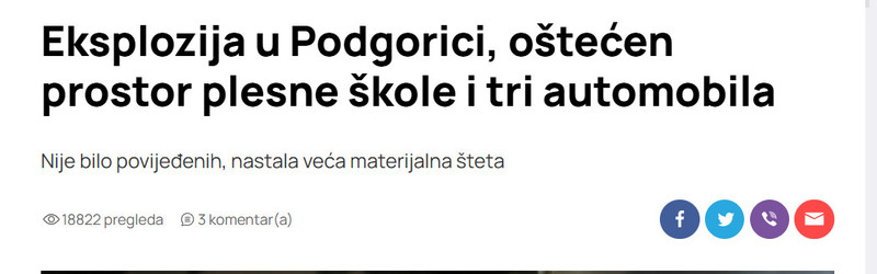 Montenegro-avmp/Eksplozija-u-Podgorici-ostecen-prostor-plesne-skole-i-tri-automobila
