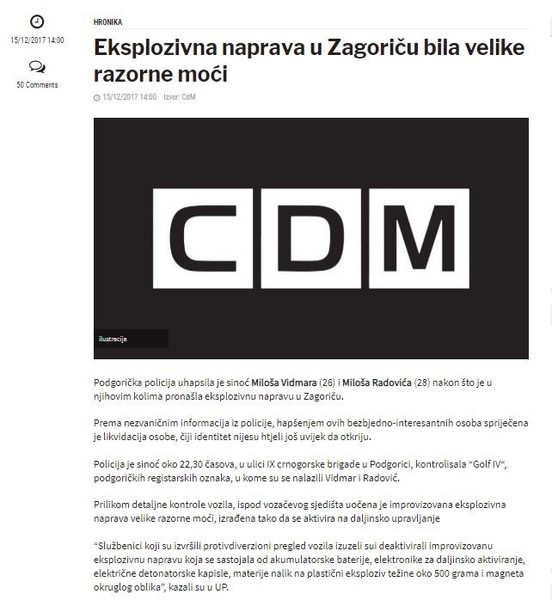 Montenegro-avmp/Eksplozivna-naprava-u-Zagoricu-bila-velike-razorne-moci