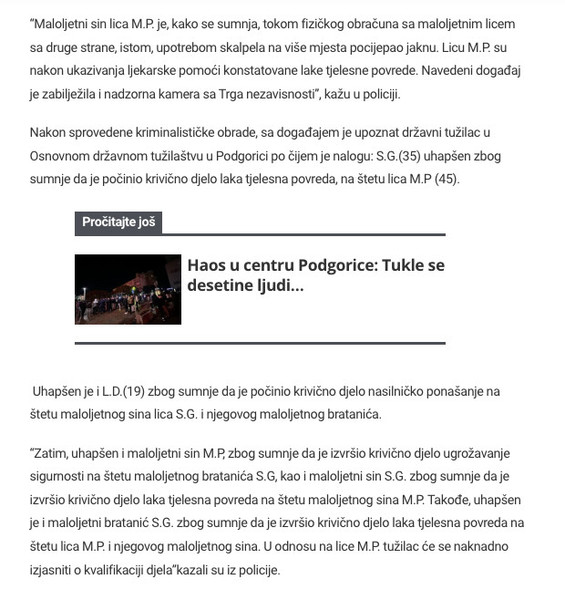 Montenegro-avmp/Epilog-tuce-u-centru-Podgorice_-Uhapseno-pet-osoba-pronadena-dva-startna-p_3