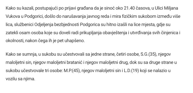 Montenegro-avmp/Epilog-tuce-u-centru-Podgorice_-Uhapseno-pet-osoba-pronadena-dva-startna-p