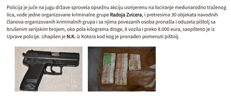 Montenegro-avmp/FOTO-Kotoranin-uhapsen-u-akciji-protiv-Zvicera-i-njegove-grupe-zaplijenjeni-narkotici-oruzje-i-vozila_1
