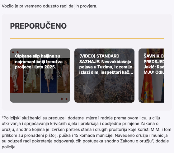 Montenegro-avmp/FOTO-Policija-kod-Toloske-sume-zaustavila-vozaca_-Pronaden-revolver-rucni-_2