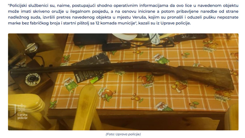 Montenegro-avmp/FOTO-Pretresena-kuca-Aca-Sakovica-na-Verusi-oduzeti-puska-i-pistolj_1