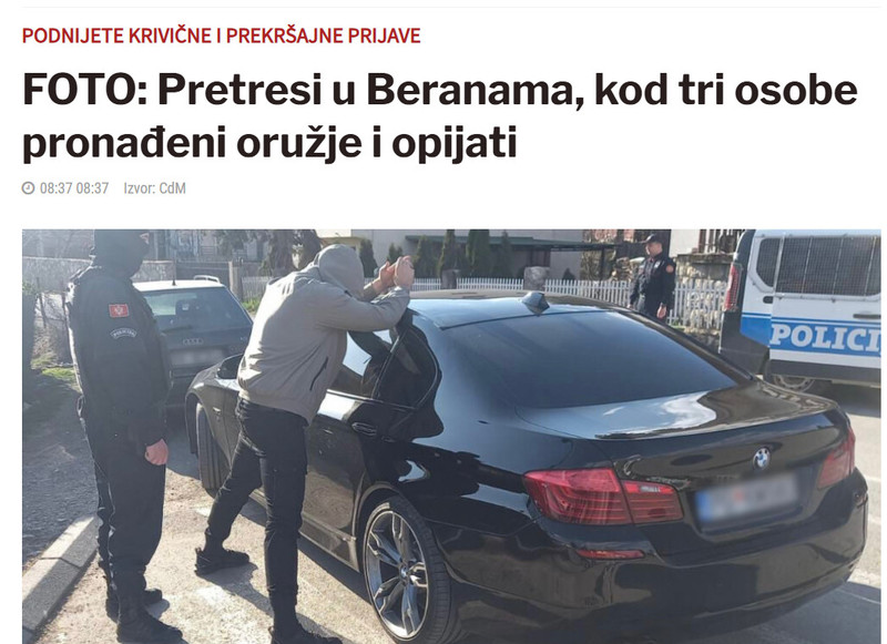 Montenegro-avmp/FOTO-Pretresi-u-Beranama-kod-tri-osobe-pronadeni-oruzje-i-opijati_4