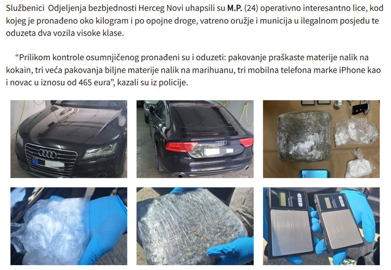 Montenegro-avmp/FOTO-Uhapseno-operativno-interesantno-lice-pronaden-pistolj-kokain-i-marihuana