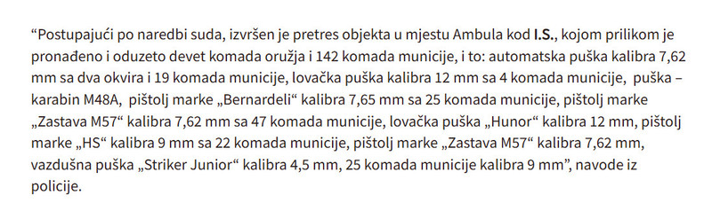 Montenegro-avmp/FOTO-Ulcinj-Zaplijenjeno-11-komada-oruzja-ukljucujuci-automatsku-pusku-i-415-komada-municije_2
