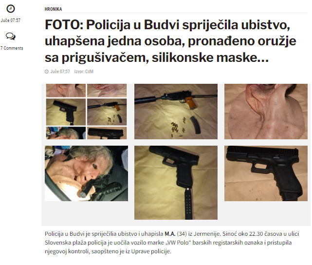 Montenegro-avmp/FOTO_-Policija-u-Budvi-sprijecila-ubistvo-uhapsena-jedna-osoba-pronadeno-