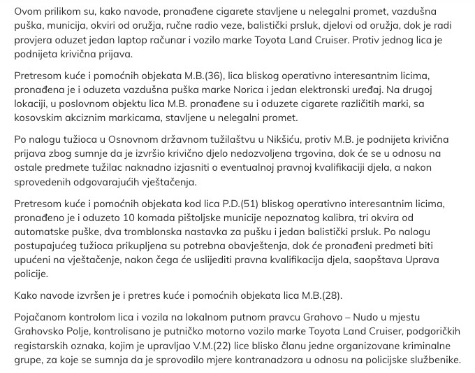 Montenegro-avmp/Granicna-policija-u-Niksicu-u-pretresima-oduzela-cigarete-municiju-oruzje-_1
