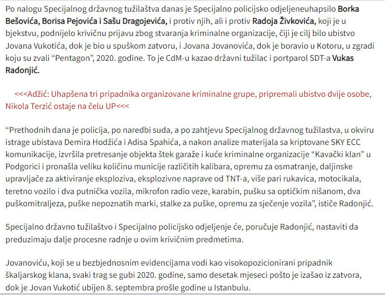 Montenegro-avmp/Hapsenja-zbog-planiranja-ubistva