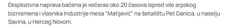Montenegro-avmp/Herceg-Novi-Eksplozivna-naprava-bacena-ispred-vile-vlasnika-Industrije-mesa-Matijevic_2