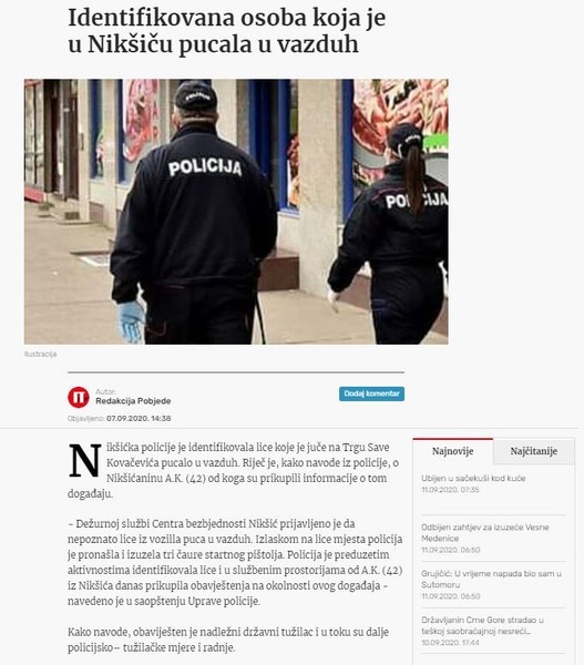 Montenegro-avmp/Identifikovana-osoba-koja-je-u-Niksicu-pucala-u-vazduh
