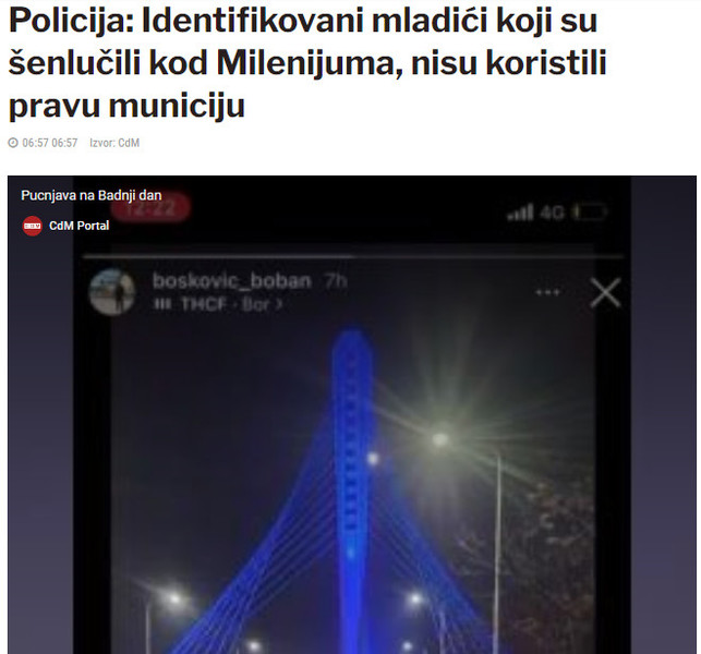 Montenegro-avmp/Identifikovani-mladici-koji-su-senlucili-kod-Milenijuma-nisu-koristili-pra