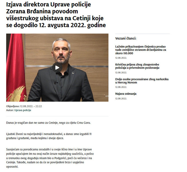Montenegro-avmp/Izjava-direktora-Uprave-policije-Zorana-Brdanina-povodom-visestrukog-ubist_1
