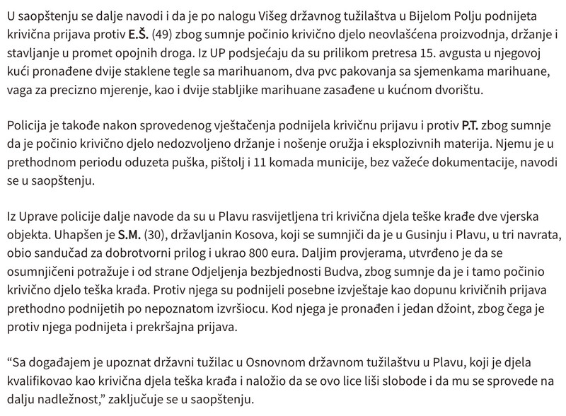 Montenegro-avmp/Jedna-osoba-uhapsena-za-drugom-se-traga_-Oduzet-novac-oruzje-municija-drog_1