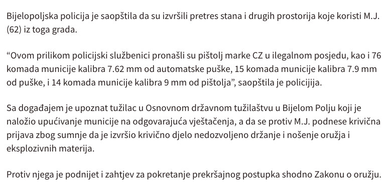 Montenegro-avmp/Kod-Bijelopoljca-pronadeno-oruzje-i-municija---CdM
