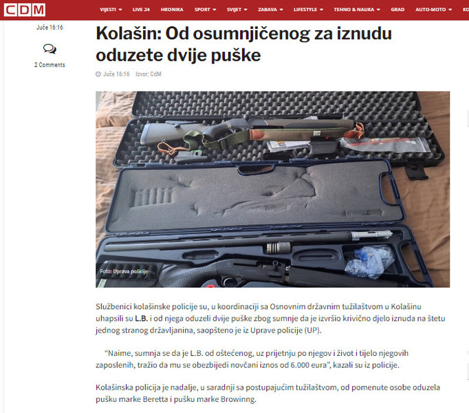 Montenegro-avmp/Kolasin_-Od-osumnjicenog-za-iznudu-oduzete-dvije-puske---CdM