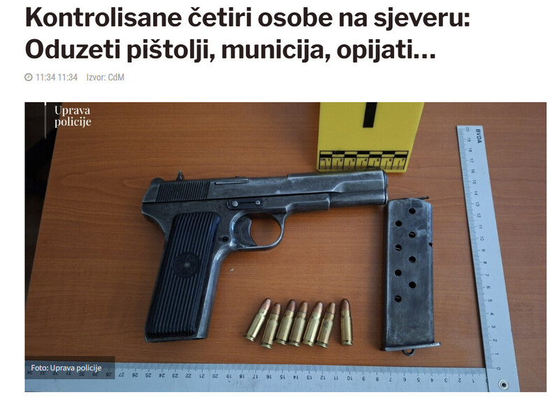 Montenegro-avmp/Kontrolisane-cetiri-osobe-na-sjeveru-Oduzeti-pistolji-municija-opijati_1