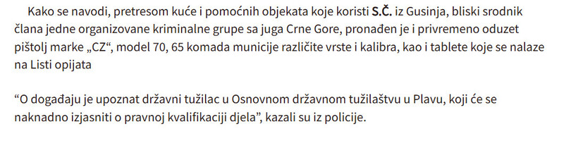 Montenegro-avmp/Kontrolisane-cetiri-osobe-na-sjeveru-Oduzeti-pistolji-municija-opijati