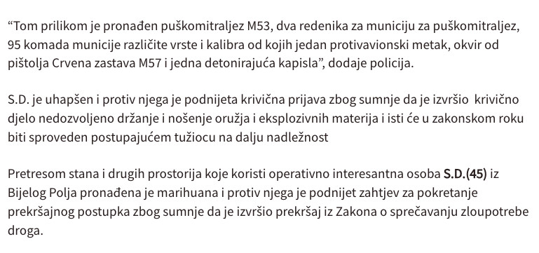 Montenegro-avmp/Kontrolisane-operativno-interesantne-osobe-uhapsene-dvije-oduzet-puskomitr_1