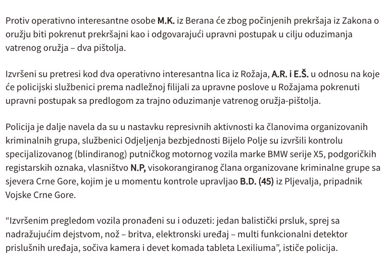 Montenegro-avmp/Kontrolisane-operativno-interesantne-osobe-uhapsene-dvije-oduzet-puskomitr_2