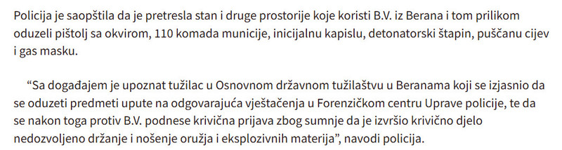 Montenegro-avmp/Krivicna-prijava-protiv-Beranca-pronaden-pistolj-municija...---CdM-1