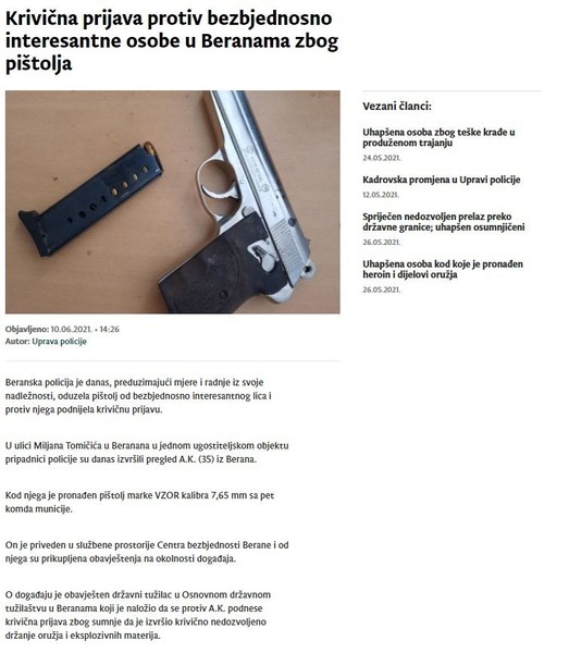 Montenegro-avmp/Krivicna-prijava-protiv-bezbjednosno-interesantne-osobe-u-Beranama-zbog-pi
