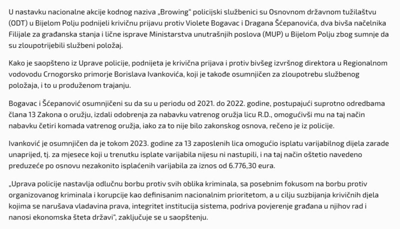 Montenegro-avmp/Krivicna-prijava-protiv-dva-bivsa-nacelnika-MUP-a-i-bivseg-izvrsnog-direkt
