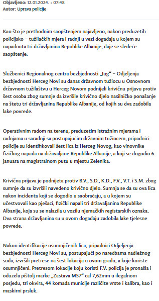 Montenegro-avmp/Krivicna-prijava-protiv-sest-osoba-zbog-nasilnickog-ponasanja-na-stetu-tr
