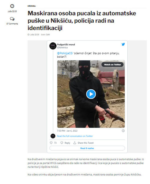 Montenegro-avmp/Maskirana-osoba-pucala-iz-automatske-puske-u-Niksicu-policija-radi-na-iden