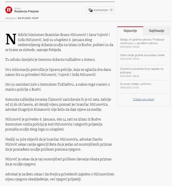 Montenegro-avmp/Micunovic-pusten-da-se-brani-sa-slobode