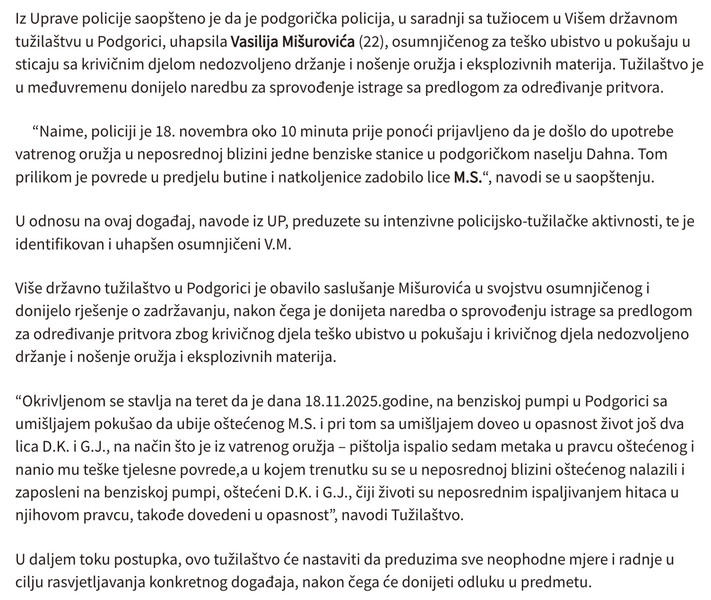 Montenegro-avmp/Misurovicu-zadrzavanje-zbog-pokusaja-ubistva-u-Dahni-u-opasnost-doveo-jos-_1