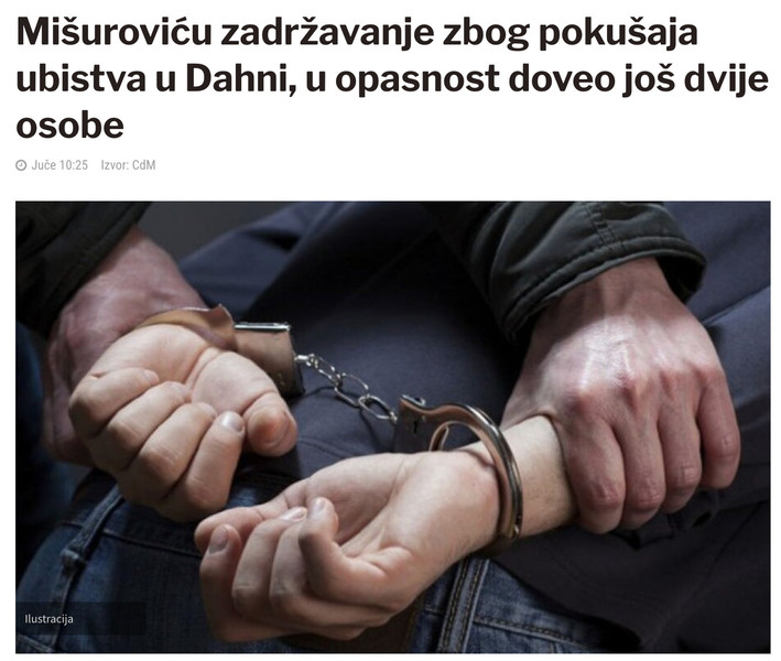 Montenegro-avmp/Misurovicu-zadrzavanje-zbog-pokusaja-ubistva-u-Dahni-u-opasnost-doveo-jos-