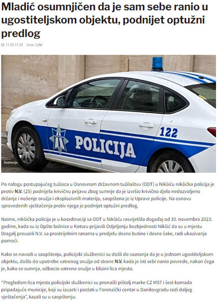 Montenegro-avmp/Mladic-osumnjicen-da-je-sam-sebe-ranio-u-ugostiteljskom-objektu-podnijet-o