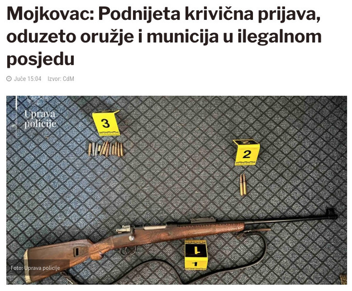 Montenegro-avmp/Mojkovac_-Podnijeta-krivicna-prijava-oduzeto-oruzje-i-municija-u-ilegalnom
