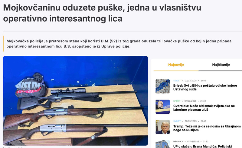 Montenegro-avmp/Mojkovcaninu-oduzete-puske-jedna-u-vlasnistvu-operativno-interesantnog-lic