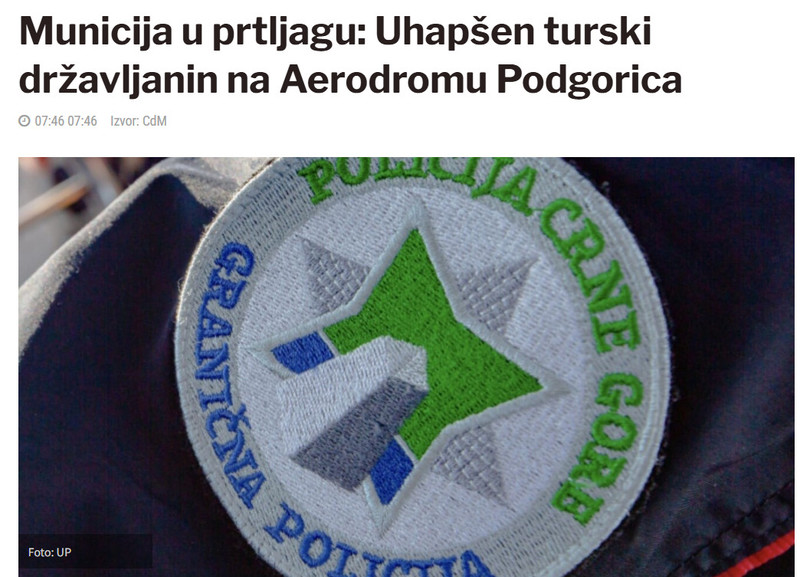 Montenegro-avmp/Municija-u-prtljagu-Uhapsen-turski-drzavljanin-na-Aerodromu-Podgorica---CdM