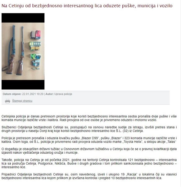 Montenegro-avmp/Na-Cetinju-od-bezbjednosno-interesantnog-lica-oduzete-puske-municija-i-voz