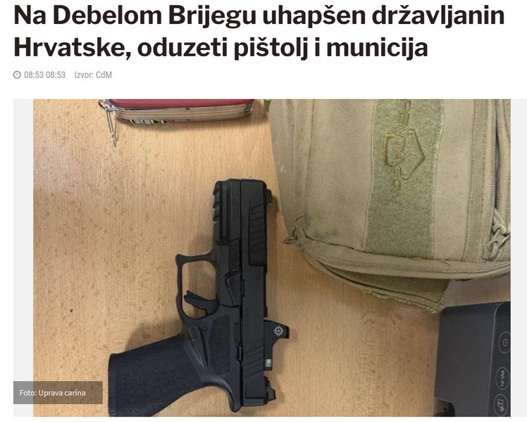 Montenegro-avmp/Na-Debelom-Brijegu-uhapsen-drzavljanin-Hrvatske-oduzeti-pistolj-i-municija_1