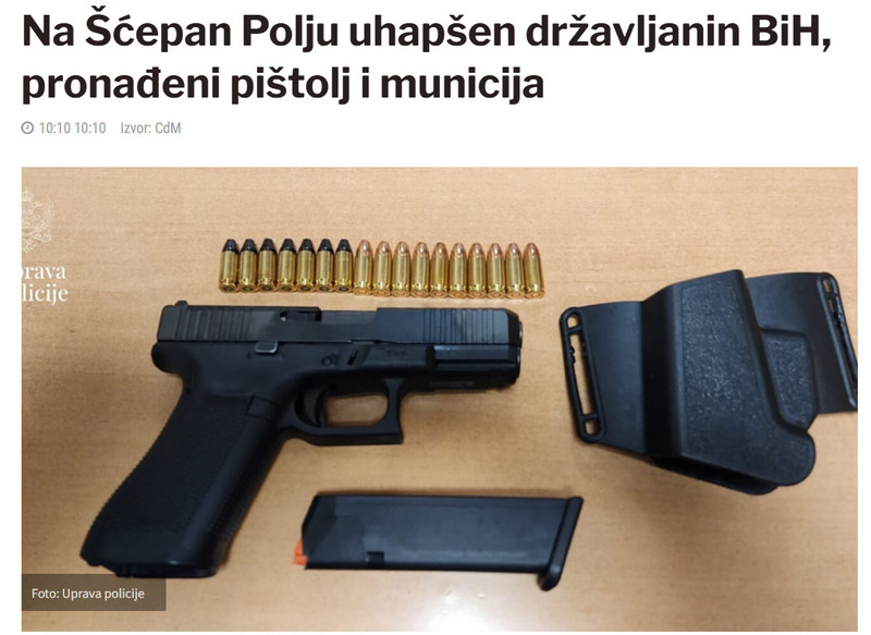 Montenegro-avmp/Na-Scepan-Polju-uhapsen-drzavljanin-BiH-pronadeni-pistolj-i-municija_1