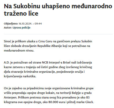 Montenegro-avmp/Na-Sukobinu-uhapseno-medunarodno-trazeno-lice