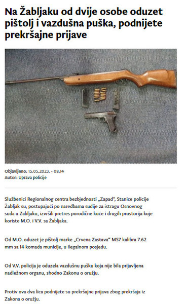 Montenegro-avmp/Na-Zabljaku-od-dvije-osobe-oduzet-pistolj-i-vazdusna-puska-podnijete-prek_1