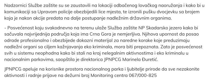 Montenegro-avmp/Nadzornik-izronio-lovacku-pusku-koriscenu-u-krivolovu-u-NP-Skadarsko-jezer_1